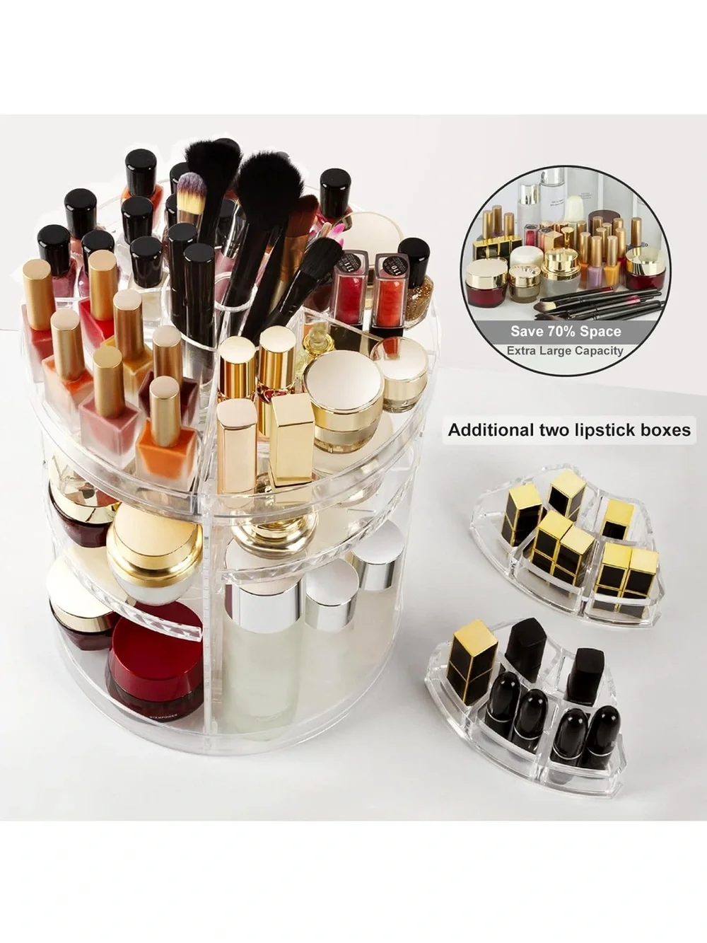 Clear 360° Rotating Makeup and Cosmetic Organizer - Clear